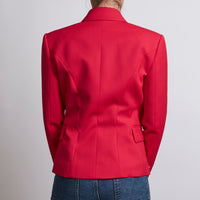 Excellent Pre-Loved Fuchsia Pink Blazer with Gold Buttons.(back)