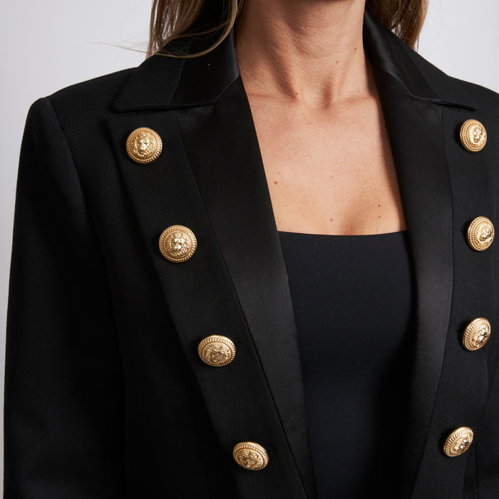 Excellent Pre-Loved Black Cropped Jacket with Gold Buttons(buttons)