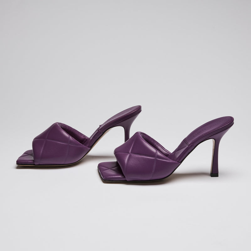 Bottega Plum Leather Heeled Sandals Size 37.5