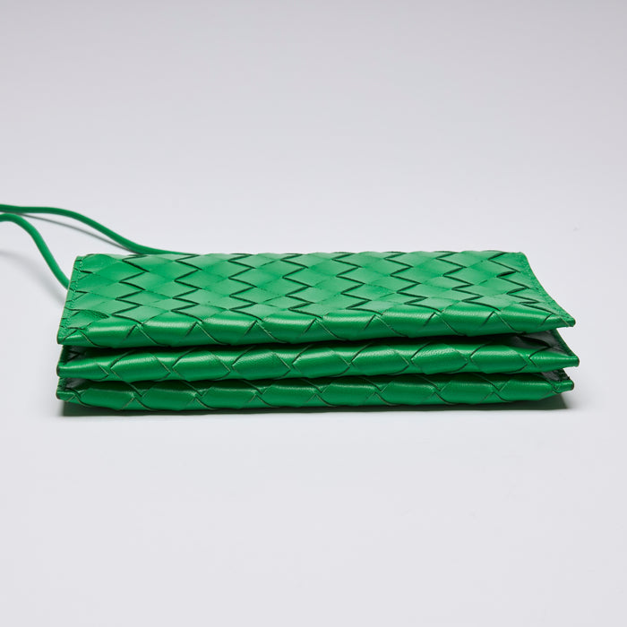 Bottega Veneta Green Intrecciato Leather Wallet on Strap (bottom)