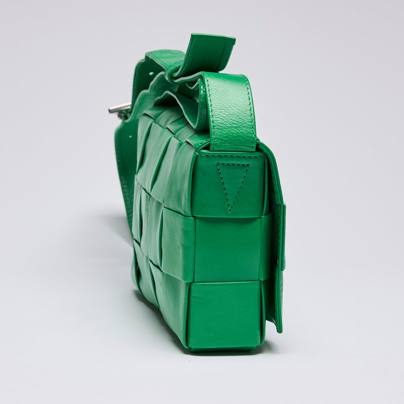 Bottega Veneta Green Intreccio Leather Mini Cassette Bag(side)