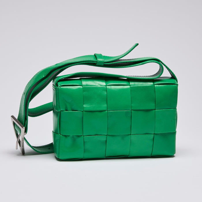 Bottega Veneta Green Intreccio Leather Mini Cassette Bag(Front)