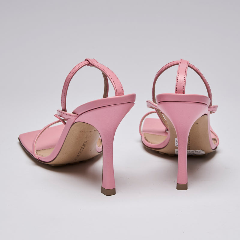 Bottega Veneta Pink Square Toe Strappy Sandals (back)