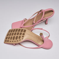 Bottega Veneta Pink Square Toe Strappy Sandals (bottom)