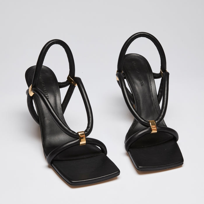 Bottega Venta Black Stretch Strap Sandals Size 40