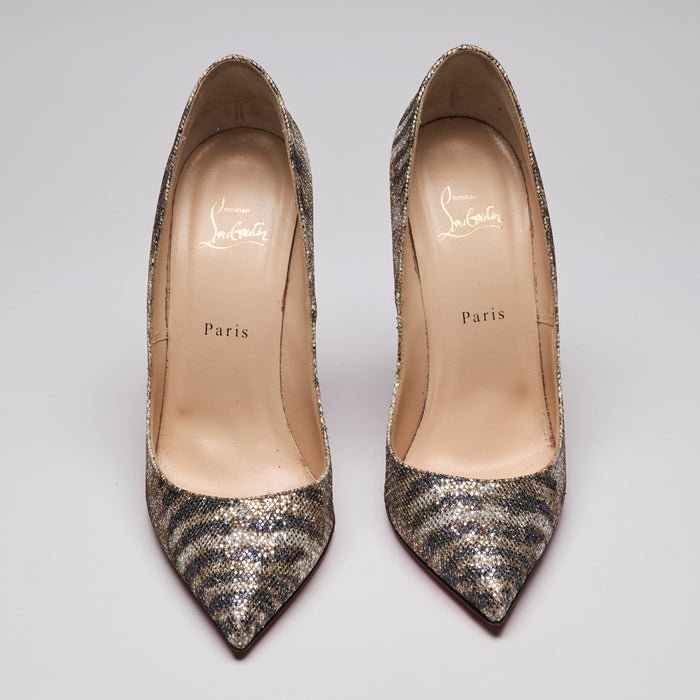 Christian Louboutin Glitter Sirene Pigalle Follies Pumps Gold Size 41