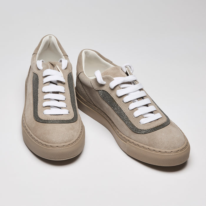 Brunello Cucinelli Beige Sneakers with Monil Chain Detail Size 37