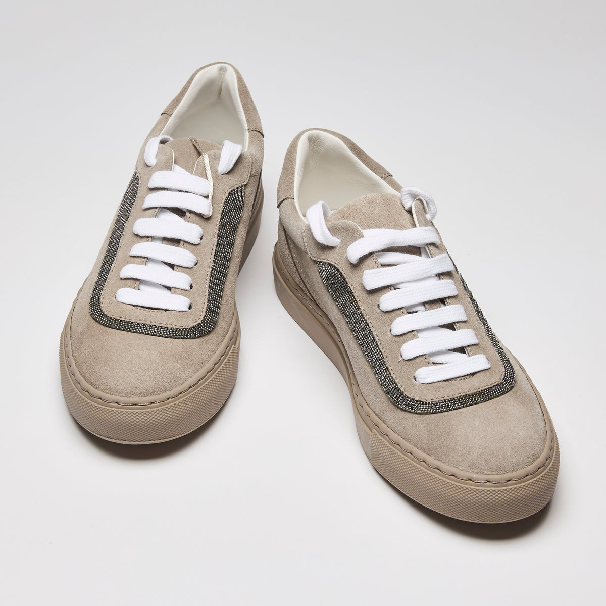 Brunello Cucinelli Beige Sneakers with Monil Chain Detail Size 37