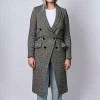 Burberry Herringbone Double-Breasted Wool Coat Size 36