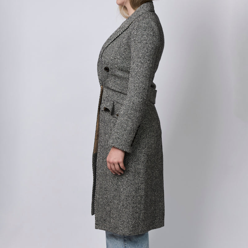 Burberry Herringbone Double-Breasted Wool Coat Size 36