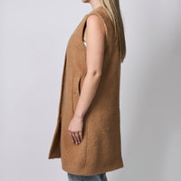 Burberry Camel Sleeveless Wool Midi Coat Size 34