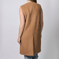 Burberry Camel Sleeveless Wool Midi Coat Size 34