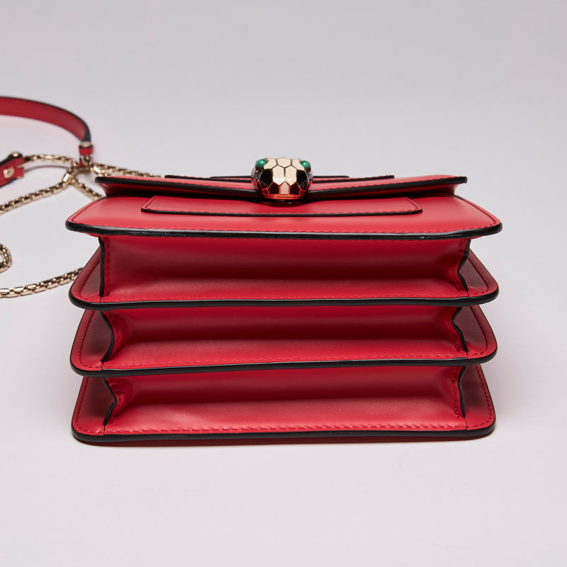 Bvlgari Calfskin Serpenti Forever Top Handle Red Purse  (Bottom)