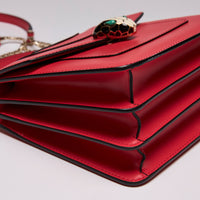 Bvlgari Calfskin Serpenti Forever Top Handle Red Purse (Corner)