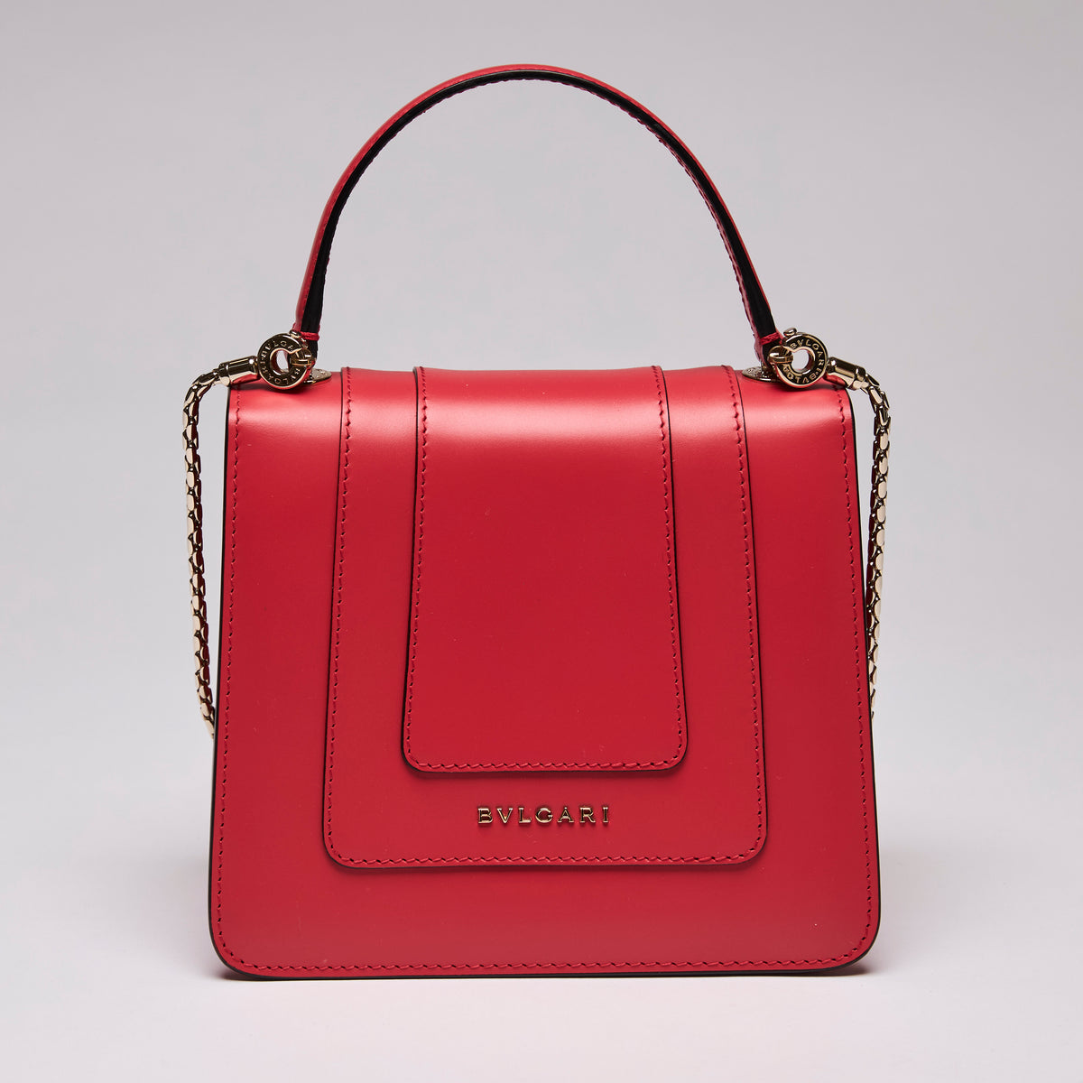 Bvlgari Calfskin Serpenti Forever Top Handle Red Purse (Back)