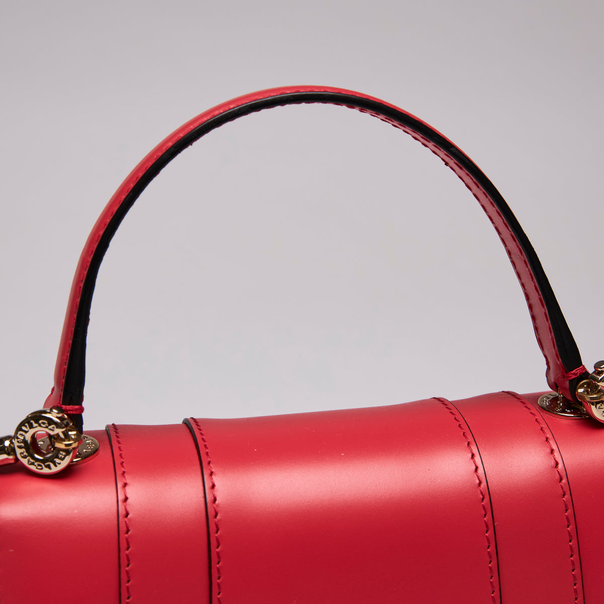 Bvlgari Calfskin Serpenti Forever Top Handle Red Purse (Handle)