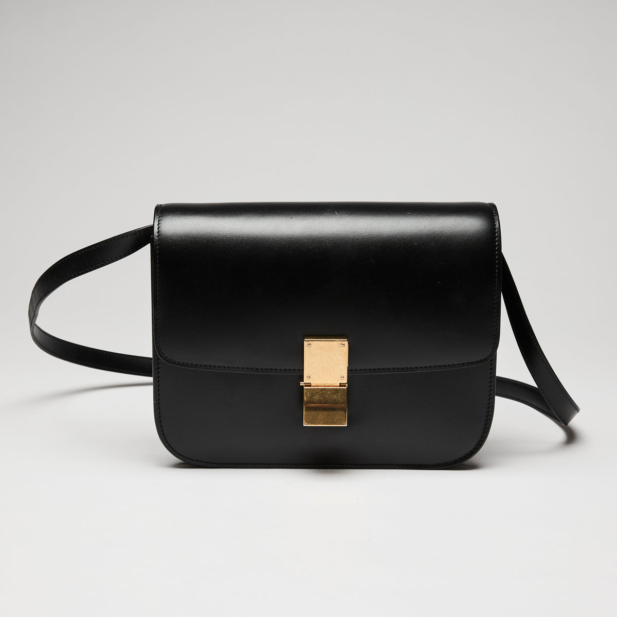 Celine Classic Box Bag in Black Smooth Calfskin Leather