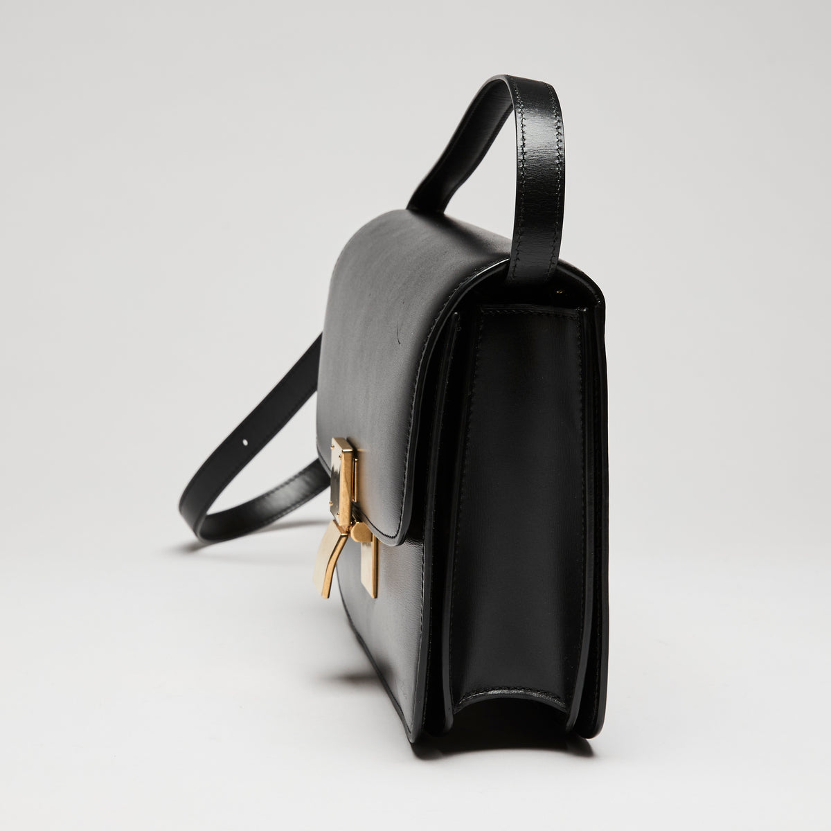 Celine Classic Box Bag in Black Smooth Calfskin Leather