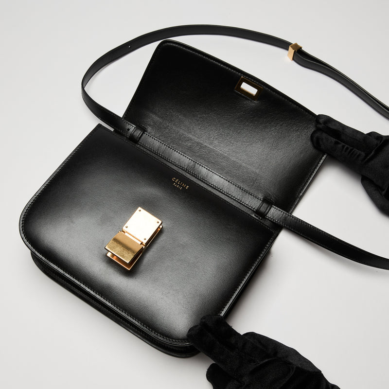 Celine Classic Box Bag in Black Smooth Calfskin Leather