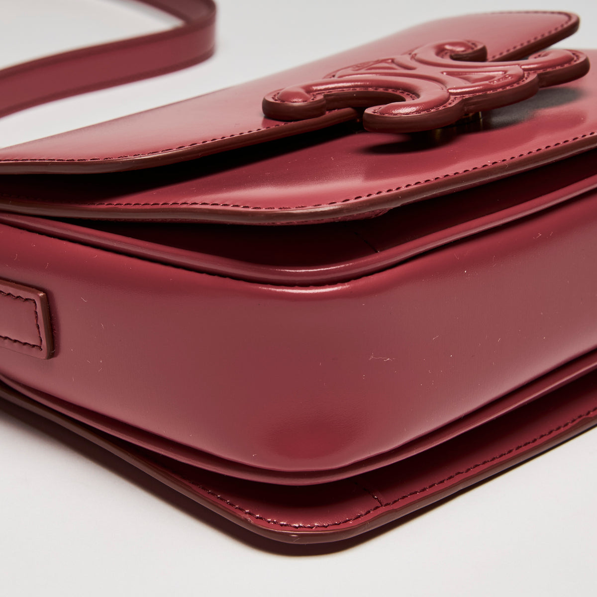 Celine Cuir Triomphe Classique bag in Red Calfskin Leather