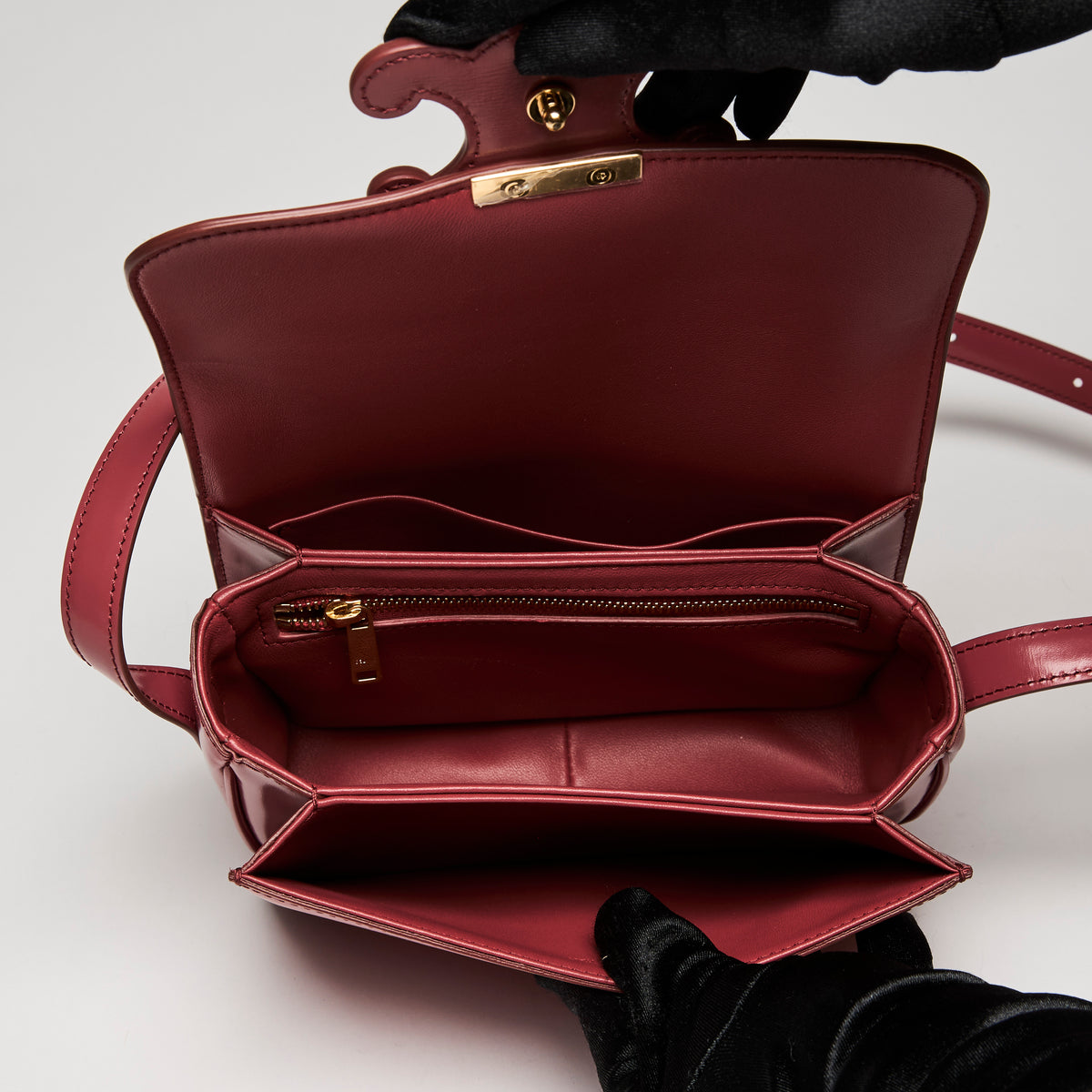 Celine Cuir Triomphe Classique bag in Red Calfskin Leather