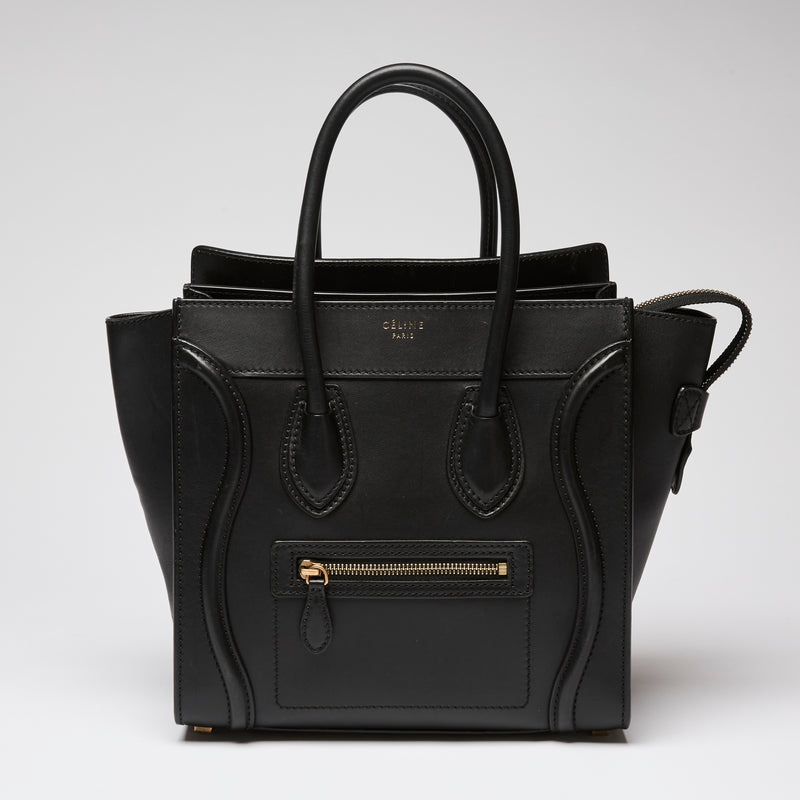 Celine Black Luggage Tote Bag, Micro Size