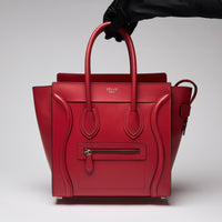 Celine Red Luggage Tote Bag, Micro Size