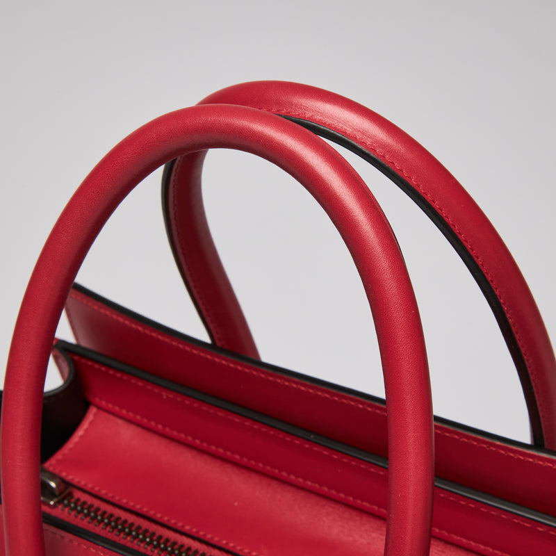 Celine Red Luggage Tote Bag, Micro Size