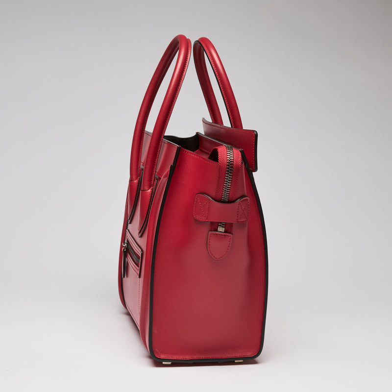 Celine Red Luggage Tote Bag, Micro Size