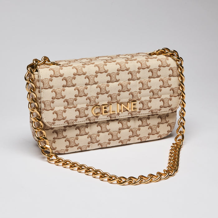 Celine Monogram Fabric Flap Chain Bag