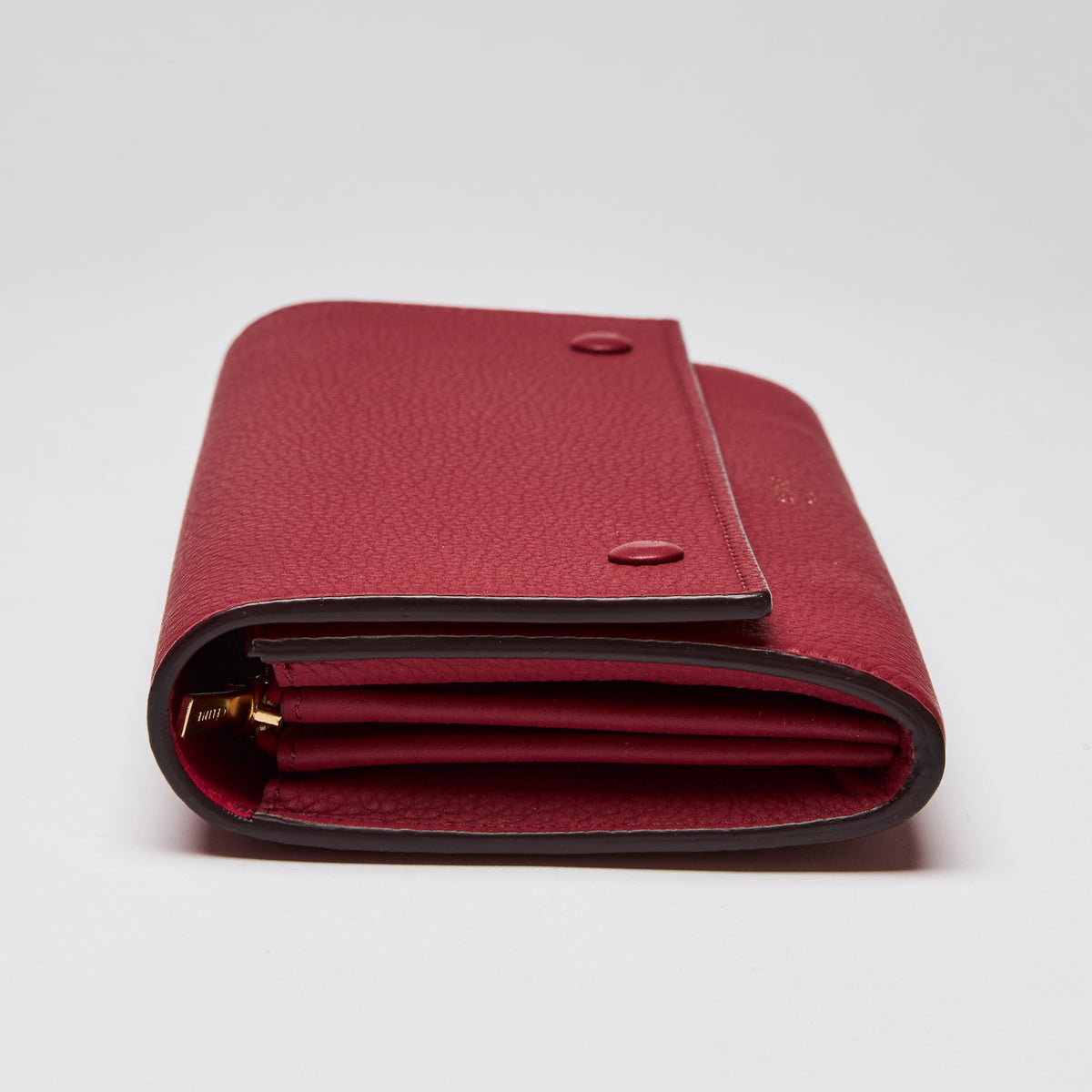 Celine Red Pebbled Leather Full Size Wallet