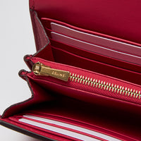 Celine Red Pebbled Leather Full Size Wallet