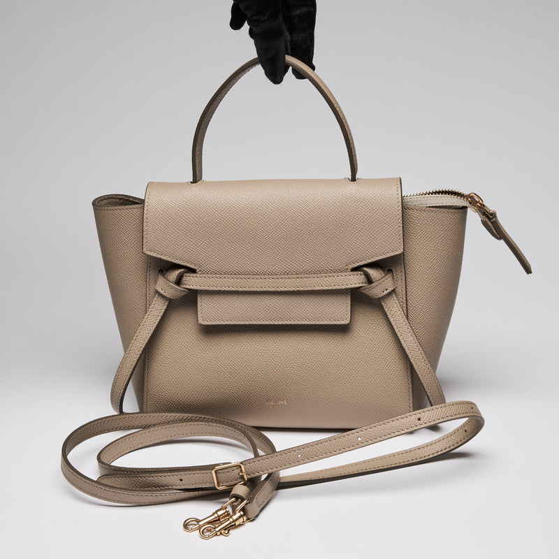 Celine Taupe Nano Belt Bag in Grained Calfskin