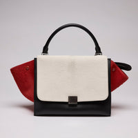 Celine Pony Hair Smooth Calfskin Tri-Color Trapeze White Red Black (Front)