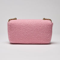 Celine Tweed Triomphe Chain Shoulder Bag Pink (Back)