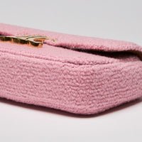 Celine Tweed Triomphe Chain Shoulder Bag Pink (Corner)