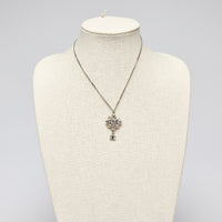 Pre-Loved Chanel™ Gold and Silver Strass Interlocking Logo Rhinestone Drop Pendant with Silver Chain