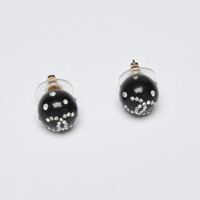 Pre-Loved Chanel™ Black Resin Pearl Shape Earrings