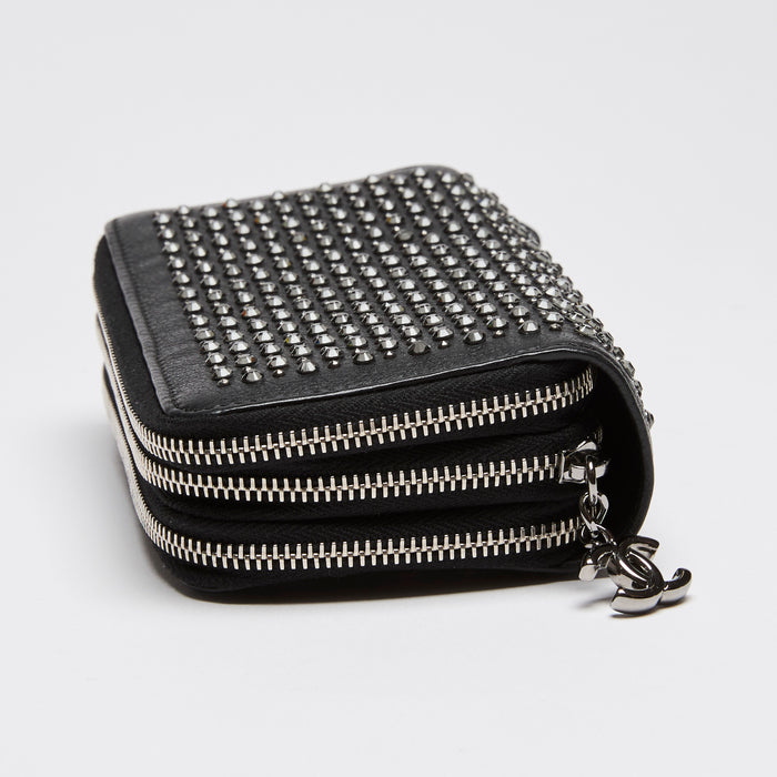 Excellent Pre-Loved Chanel Black Zipper Wallet Studded with Swarorvski Crystals (Side)