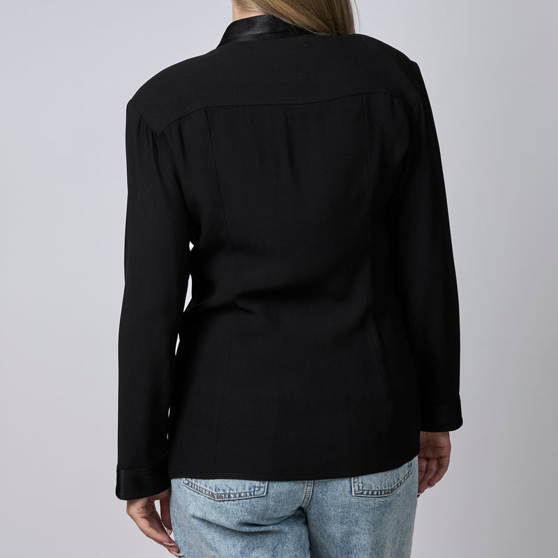 Pre-Loved Chanel™ Vintage Black Silk Double-Breasted Blazer Size 40