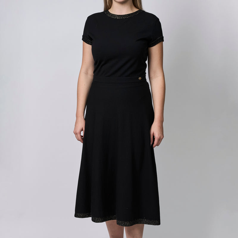 Pre-Loved Chanel™ Black Short Sleeve Midi Dress Size 42