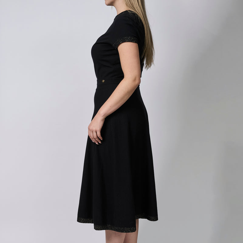 Pre-Loved Chanel™ Black Short Sleeve Midi Dress Size 42