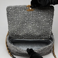 Pre-Loved Chanel ™ Large Grey Tweed Chanel 19 handbag