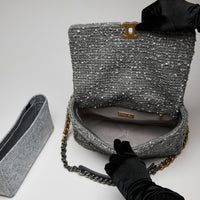 Pre-Loved Chanel ™ Large Grey Tweed Chanel 19 handbag