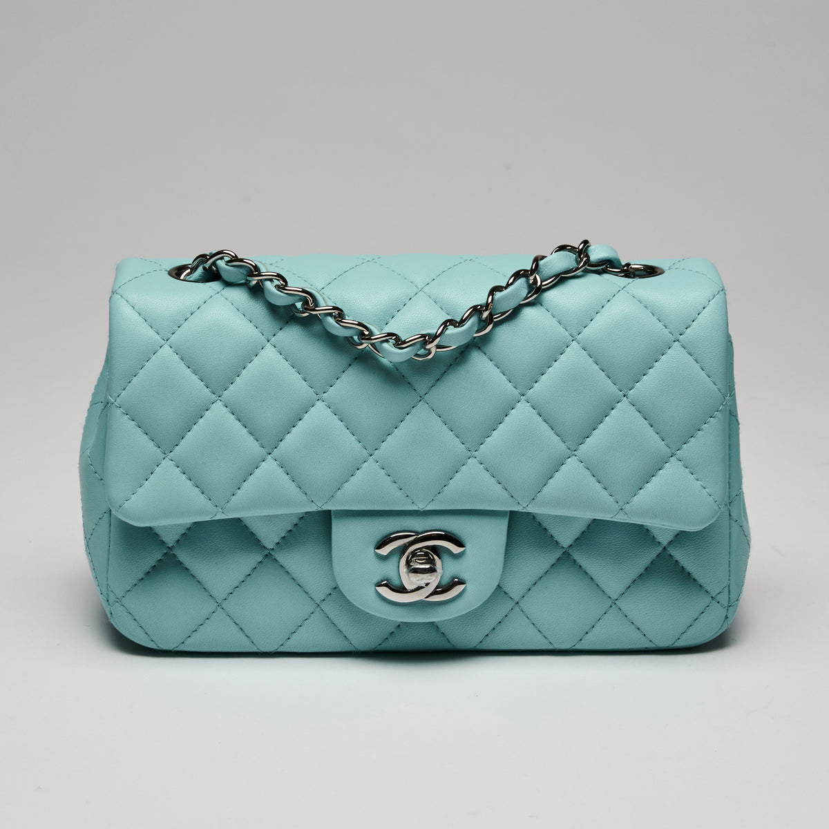 Pre-Loved Chanel™ Classic Single-Flap Mini Bag In Blue Lambskin Leather