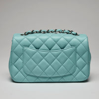 Pre-Loved Chanel™ Classic Single-Flap Mini Bag In Blue Lambskin Leather