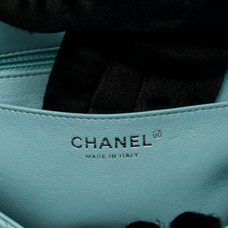 Pre-Loved Chanel™ Classic Single-Flap Mini Bag In Blue Lambskin Leather