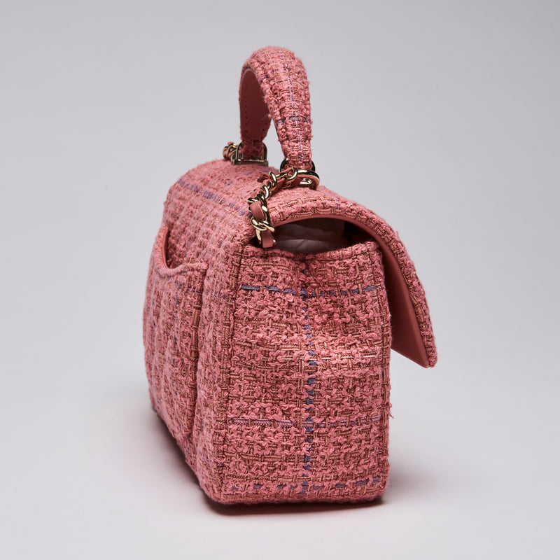 Pre-Loved Chanel™Pink Tweed Mini Top Handle Flap Bag