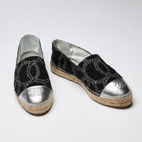 Pre-Loved Chanel ™ Tweed and Metallic Espadrilles Size 40