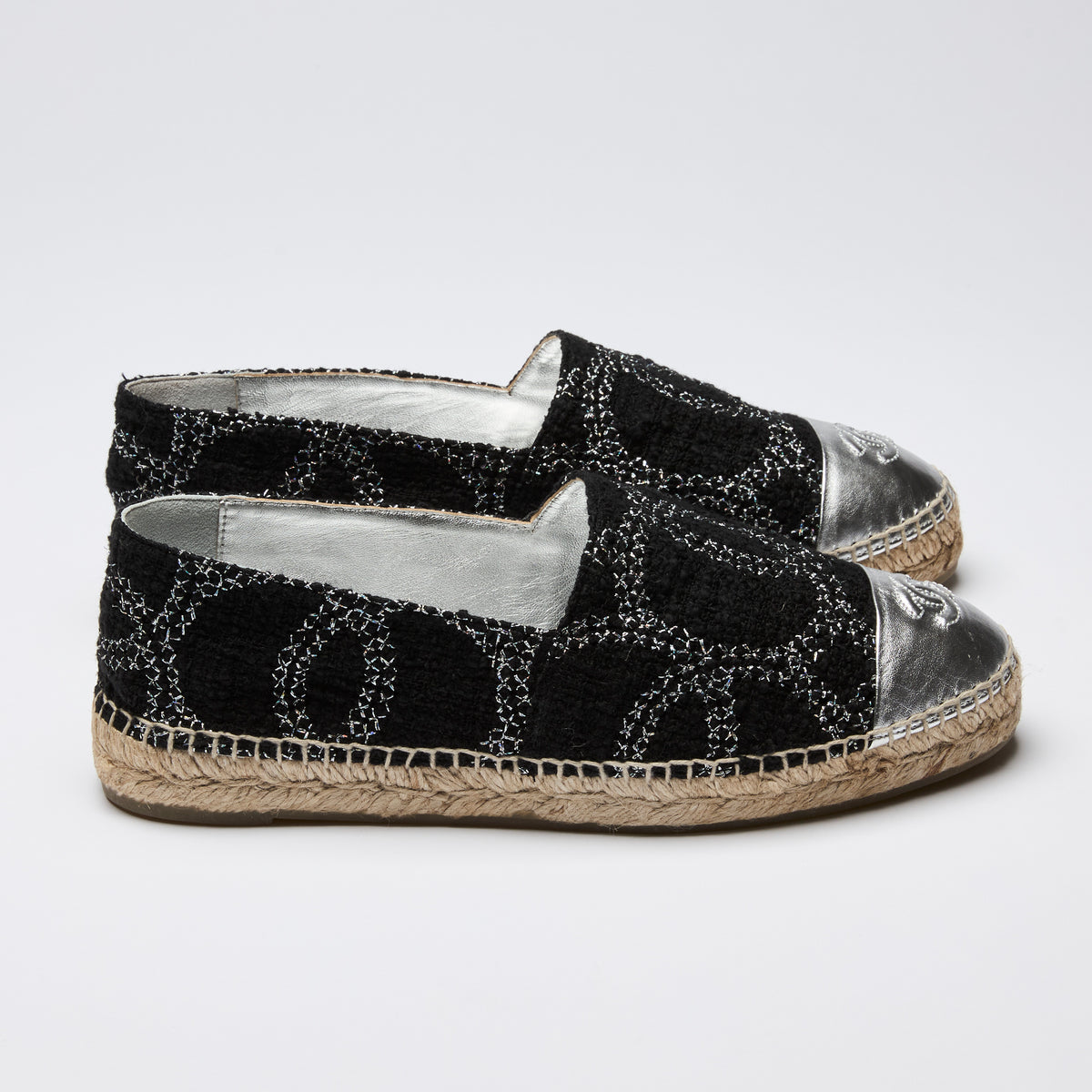 Pre-Loved Chanel ™ Tweed and Metallic Espadrilles Size 40